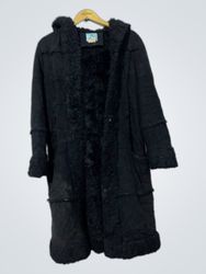 Guess Black Hooded Faux Fur Lined Long Coat