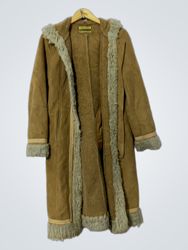 ZE-ZE Outerwear Concept Brown Suede Sherpa Lined H..