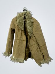 Brown Suede Jacket with Fur Trim