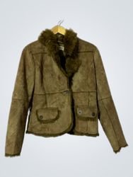 Formula Joven Faux Suede Fur Trim Jacket