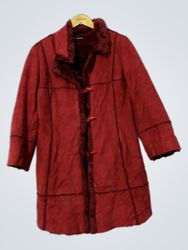 LEO CARDI MODE Red Faux Suede and Fur Lined Coat