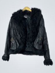 Verdant New Concept Black Fur Trimmed Jacket