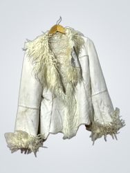 White Faux Fur Trimmed Jacket