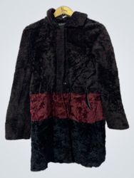 Brown Fur Coat with Red and Black Panels