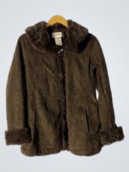 White Stag Brown Suede-like Jacket with Faux Fur T..