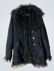 Black Faux Fur Trimmed Coat