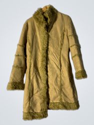 Tan faux fur trimmed coat