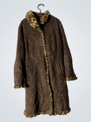 Brown faux fur trimmed coat