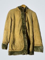Giacca in suede shearling con rifinitura in pellic..