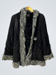 J.N.Y JENNYFER Black Faux Fur Trimmed Jacket