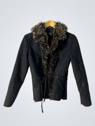 Eivissa Black Faux Fur Trim Jacket