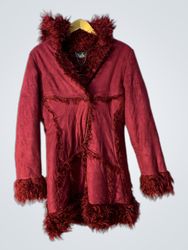 Dubage Faux Fur Lined Red Coat
