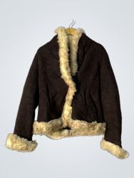 Brown Faux Fur Trimmed Jacket