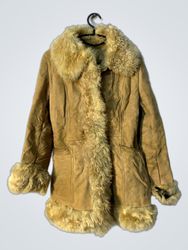 Tan Suede Shearling Lined Coat