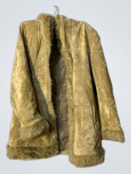 XCEPION Women's Faux Fur Trimmed Suede Coat