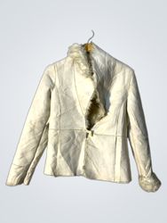 White Faux Fur Trimmed Jacket