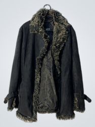 SOFTY COLLECTION Black Faux Fur Trimmed Jacket