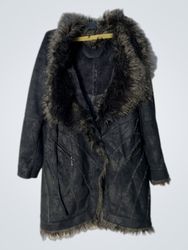 Black Faux Fur Trimmed Coat