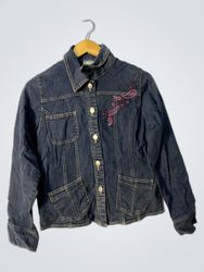 J'ESPERE Denim Jacket with Pink Embroidery