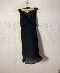 Morgan De Toi Black Ruffled Midi Dress