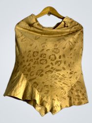 Top asimmetrico con stampa leopardata dorata