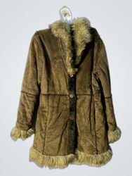 Pastorelli Brown Suede Faux Fur Trimmed Coat