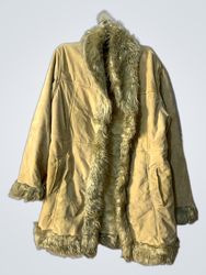 Tan faux fur lined coat
