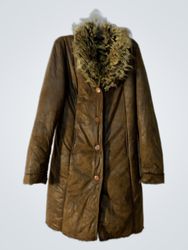 Brown Faux Fur Trimmed Coat