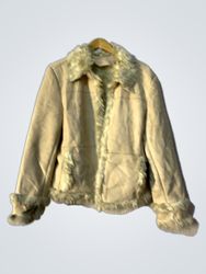 Beige Faux Suede and Fur Lined Jacket