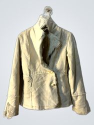 Giacca in suede beige con rifiniture in pelliccia ..