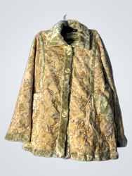 Xinghe Women's Beige Embroidered Faux Fur Lined Ja..