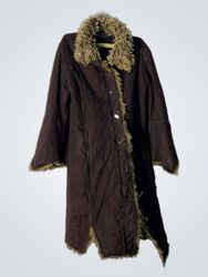 Brown Faux Fur Trimmed Coat
