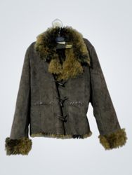 Georges Franck Brown Suede Fur Trimmed Jacket