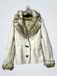 Shearling Coat with Fur Trim