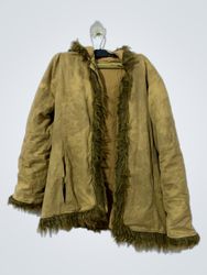 Brown Faux Fur Trimmed Hooded Jacket