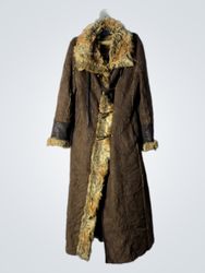 Brown Faux Fur Lined Long Coat