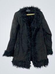 Black Faux Fur Trimmed Coat