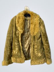 NEW GIRL Embroidered Faux Fur Jacket