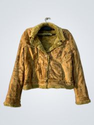 Brown Suede Faux Fur Lined Jacket