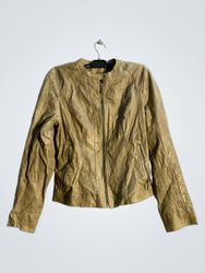 SAKI Women's Brown Faux Leather Jacket