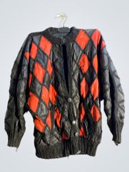 Black and Red Diamond Patterned Sweater