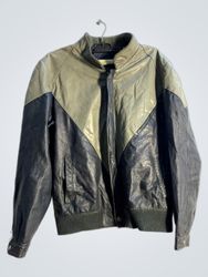 Two-tone leather jacket