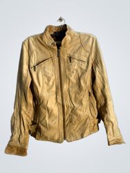 Guess Women's Tan Leather Moto Jacket