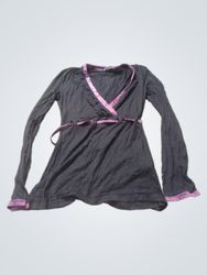 Etam Black Long Sleeve Wrap Top