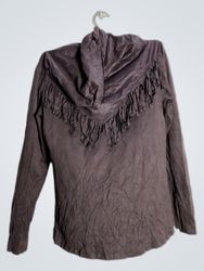 Brown Fringed Hoodie
