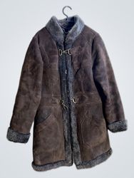 Brown Suede Shearling Coat