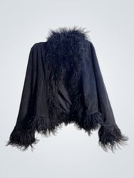 Bershka Black Faux Fur Trimmed Jacket