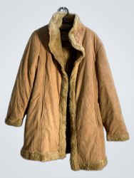 Tan faux fur lined coat