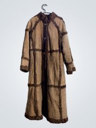 Brown Suede and Fur Trimmed Long Coat