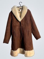 Brown Suede Sheepskin Lined Coat